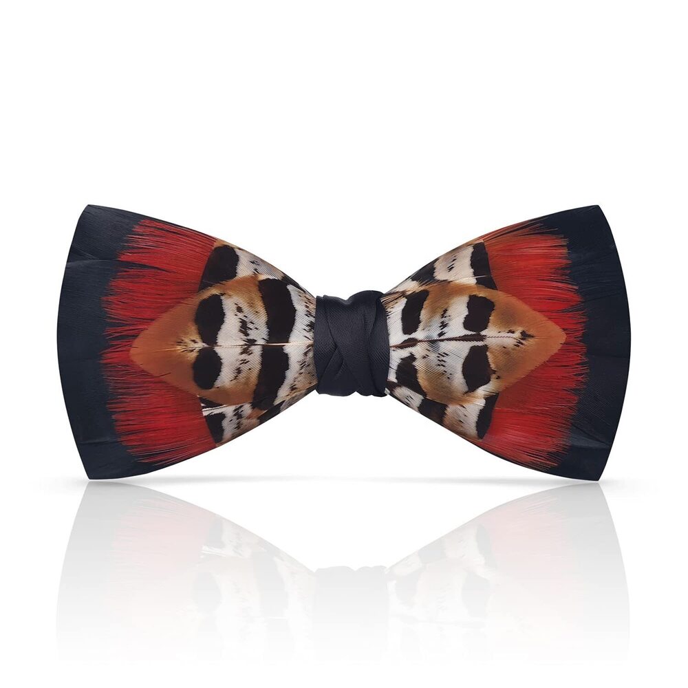 8674 Feather Bow Ties Original Luxury Elegant Tuxedo Bow Tie Pre-Tied